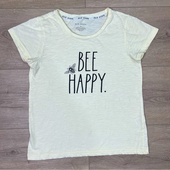 Rae Dunn Bee Happy T-shirt XS Light Yellow - Picture 1 of 7